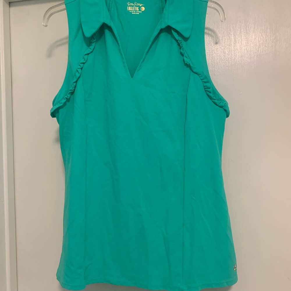 Lilly Pulitzer Women's Teal Ruffle Tank Top